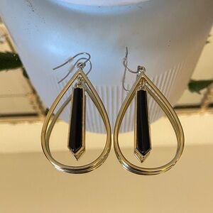 Elegant Gold and Black Teardrop Earrings